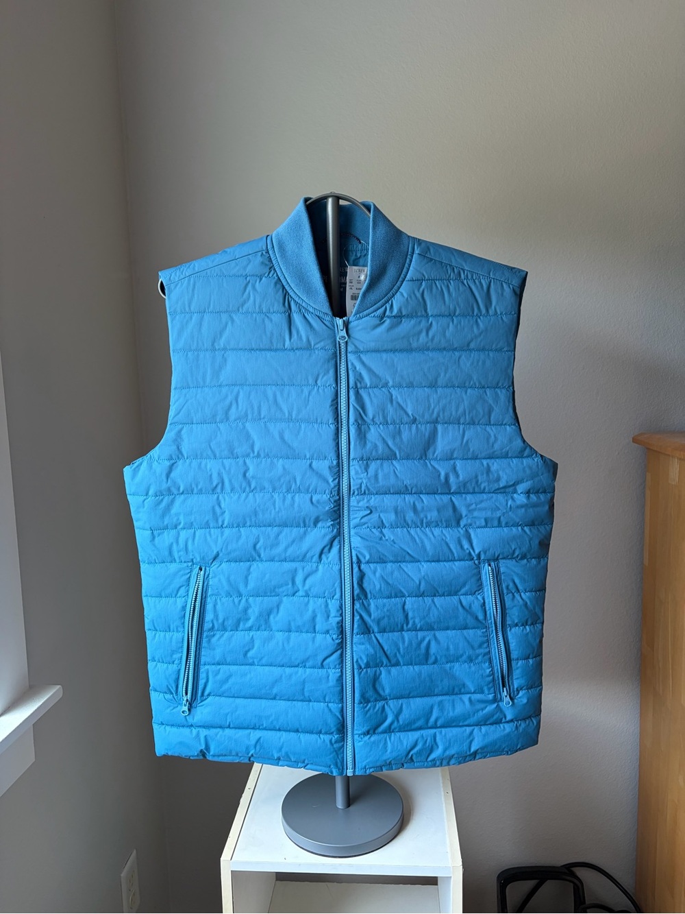 J. Crew Men’s Light Puffer Vest in Bright Blue